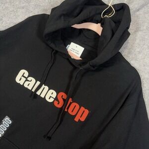 Game Stop Hoodie Mens Sz M Black Logo Spell Out Pocket NWT
